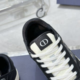 B27 Men's Low-Top Sneakers Black Smooth Cowhide Leather with Beige and Black Oblique Jacquard |3SN272ZIR_H965