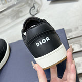 B27 Men's Low-Top Sneakers Black Smooth Cowhide Leather with Beige and Black Oblique Jacquard |3SN272ZIR_H965