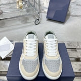 B27 Men's Low-Top Sneakers in Gray and White Smooth Calf Leather with Beige and Black  Oblique Jacquard Fabric |3SN272ZIR_H165