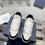 B57 Men's Mid-Top Sneakers Black and white smooth calf leather with beige and black Oblique jacquard fabric |3SH141ZXT H169