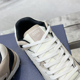 B57 Men's Mid-Top Sneakers Black and white smooth calf leather with beige and black Oblique jacquard fabric |3SH141ZXT H169