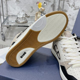 B57 Men's Mid-Top Sneakers Black and white smooth calf leather with beige and black Oblique jacquard fabric |3SH141ZXT H169