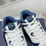 B57 Dribble Men's Low-Top Sneakers Navy Blue and White Smooth Calf Leather| 3SN318ZXU_H553