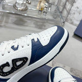 B57 Dribble Men's Low-Top Sneakers Navy Blue and White Smooth Calf Leather| 3SN318ZXU_H553