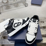 B57 Dribble Couple's Edition (Women's) Low-Top Sneakers Black and white smooth calf leather with beige and black Oblique jacquard fabric |3SN318ZXU_H960