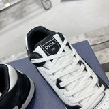 B57 Dribble Couple's Edition (Men's) Low-Top Sneakers Black and white smooth calf leather with beige and black  Oblique jacquard fabric |3SN318ZXU_H960