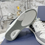 B57 Dribble Men's Low-Top Sneakers in Grey and White Smooth Cowhide Leather with Beige and Black Oblique Jacquard |3SN318ZXU_H860