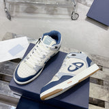 B57 Men's Dribble Low-Top Sneaker Navy Blue and White Smooth Calfskin with Beige and Black Oblique Jacquard |3SN318ZXU_H553