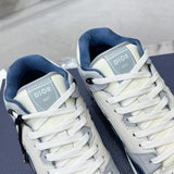 B57 Men's Dribble Low-Top Sneaker Navy Blue and White Smooth Calfskin with Beige and Black Oblique Jacquard |3SN318ZXU_H553