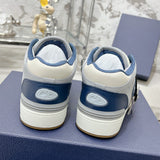 B57 Men's Dribble Low-Top Sneaker Navy Blue and White Smooth Calfskin with Beige and Black Oblique Jacquard |3SN318ZXU_H553