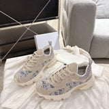 Women's Vibe Sneakers Light Blue & White Oblique Chambray Jacquard, Mesh Fabric, and Suede Calf Leather| KCK443ROU_S28N