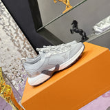 Women's Run 55 Sneakers in Grey and Silver Technical Mesh and Smooth Calfskin |1ABVJ4