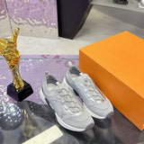 Women's Run 55 Sneakers in Grey and Silver Technical Mesh and Smooth Calfskin |1ABVJ4