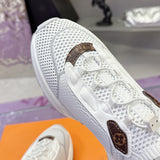 Women's Olympia Sneakers in white knit performance fabric with Monogram canvas trim| 1AIEHK