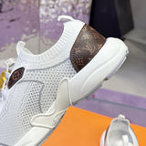 Women's Olympia Sneakers in white knit performance fabric with Monogram canvas trim| 1AIEHK