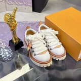 Men's Derby Hiking Shoes White/Orange Genuine Cowhide Leather 1AIJ93