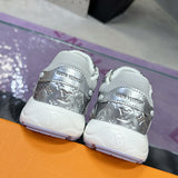 Women's Olympia Sneakers in Silver Metallic Synthetic Leather and Technical Mesh |1AHOI1