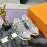 Women's Olympia Sneakers, Silver Mesh and Metallic Synthetic Leather with Yellow Sole |1AHOW0