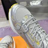 Women's Olympia Sneakers, Silver Mesh and Metallic Synthetic Leather with Yellow Sole |1AHOW0