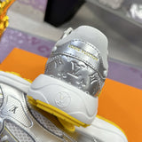 Women's Olympia Sneakers, Silver Mesh and Metallic Synthetic Leather with Yellow Sole |1AHOW0