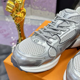 Women's Olympia Sneakers in Silver, Mesh and Metallic Silver Synthetic Leather |1AHOI1