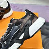 Women's Olympia Sneakers Black and Brown Mesh Fabric, Synthetic Leather Panels |1AHOFD