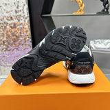 Women's Olympia Sneakers Black and Brown Mesh Fabric, Synthetic Leather Panels |1AHOFD