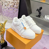 Couple's TRAINER Sneakers in White Grained Calfskin (Men's)| 1A8WAS
