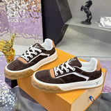 Men's Tilted Sneakers in Brown Satin Leather| 1AJ766