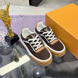 Men's Tilted Sneakers in Brown Satin Leather| 1AJ766