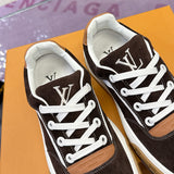 Men's Tilted Sneakers in Brown Satin Leather| 1AJ766