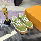 Men's Tilted Sneakers Green Spray-Painted Effect Satin Leather |1AJTH1