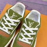 Men's Tilted Sneakers Green Spray-Painted Effect Satin Leather |1AJTH1