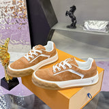 Men's Tilted Sneakers in Cognac Brown Sandblasted Suede Leather |1AJTHN
