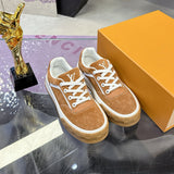 Men's Tilted Sneakers in Cognac Brown Sandblasted Suede Leather |1AJTHN