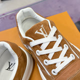 Men's Tilted Sneakers in Cognac Brown Sandblasted Suede Leather |1AJTHN