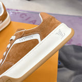 Men's Tilted Sneakers in Cognac Brown Sandblasted Suede Leather |1AJTHN