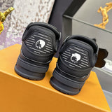 Men's Trainer Sneakers in Black Grained Calfskin with Monogram Embossing |1AAREW