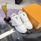 Men's Trainer Sneakers in White Smooth Cowhide and Grained Calfskin |1A9JGB