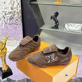 Men's Footprint Soccer Sneakers in Brown with Faded Effect Suede Calf Leather |1AHTXT