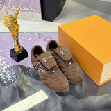 Men's Footprint Soccer Sneakers in Brown with Faded Effect Suede Calf Leather |1AHTXT