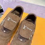 Men's Footprint Soccer Sneakers in Brown with Faded Effect Suede Calf Leather |1AHTXT