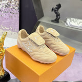 Men's Footprint Soccer Sneakers in Beige Faded Suede Calfskin| 1AHTYY