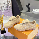 Men's Footprint Soccer Sneakers in Beige Faded Suede Calfskin| 1AHTYY