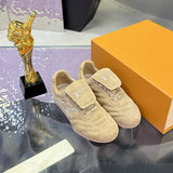 Men's Footprint Soccer Sneakers in Beige Faded Suede Calfskin| 1AHTYY