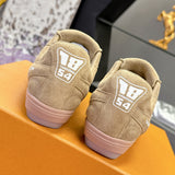 Men's Footprint Soccer Sneakers in Beige Faded Suede Calfskin| 1AHTYY