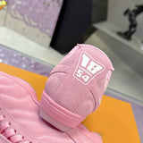 Men's Footprint Soccer Sneakers Pink Satin Leather| 1AHTYE