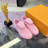 Men's Footprint Soccer Sneakers Pink Satin Leather| 1AHTYE