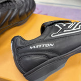 Men's Footprint Soccer Sneakers in Black Cracked-Effect Leather |1AHDRD