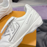 Men's Footprint Soccer Sneakers in White Premium Calfskin| 1AHDOA